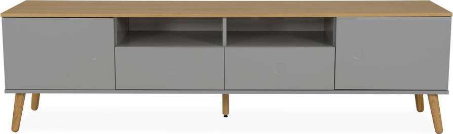 Šedý TV stolek s nohami z dubového dřeva Tenzo Dot