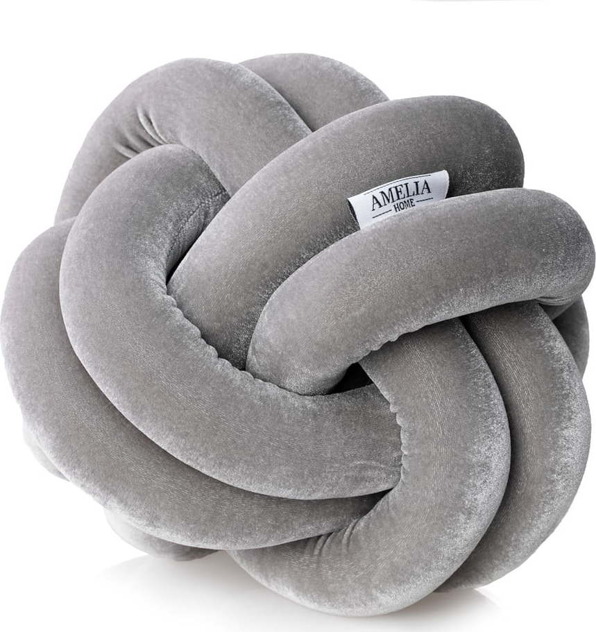 Šedý dekorativní polštář AmeliaHome Nancy Knot Grey AmeliaHome