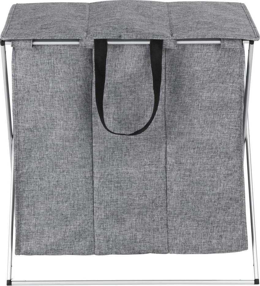 Šedý koš na prádlo se 3 oddíly Wenko Trio