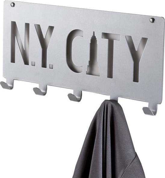 Šedý nástěnný věšák s 5 háčky Compactor NY City Compactor