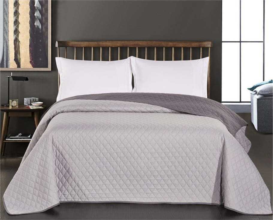 Šedý oboustranný přehoz z mikrovlákna DecoKing Axel Steel