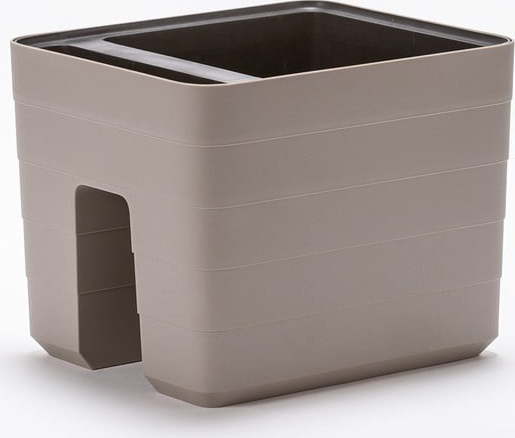 Šedý samozavlažovací závěsný květináč na zábradlí Plastia Plastia