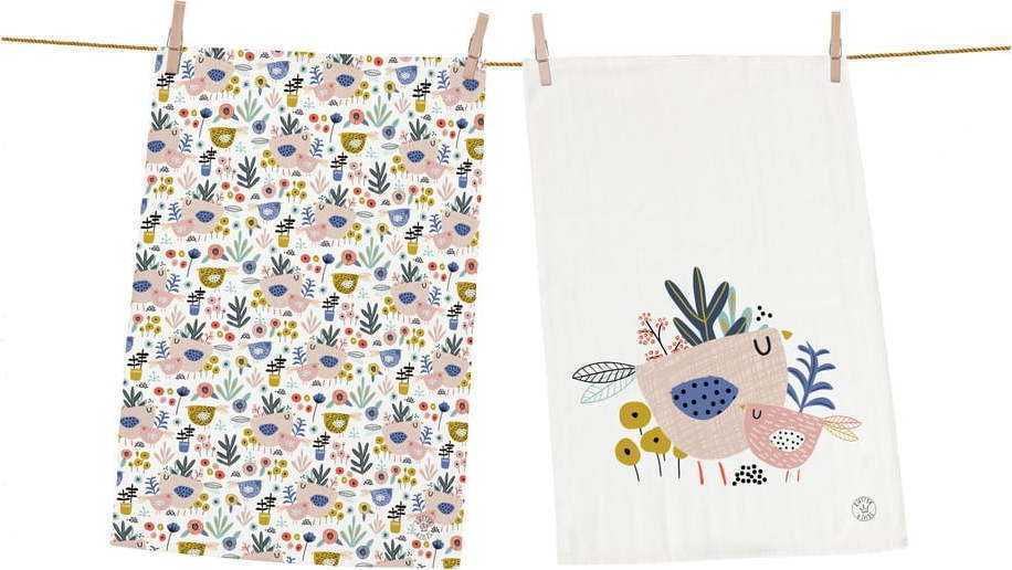 Set 2 kusů utěrek Butter Kings z bavlny Bird Family