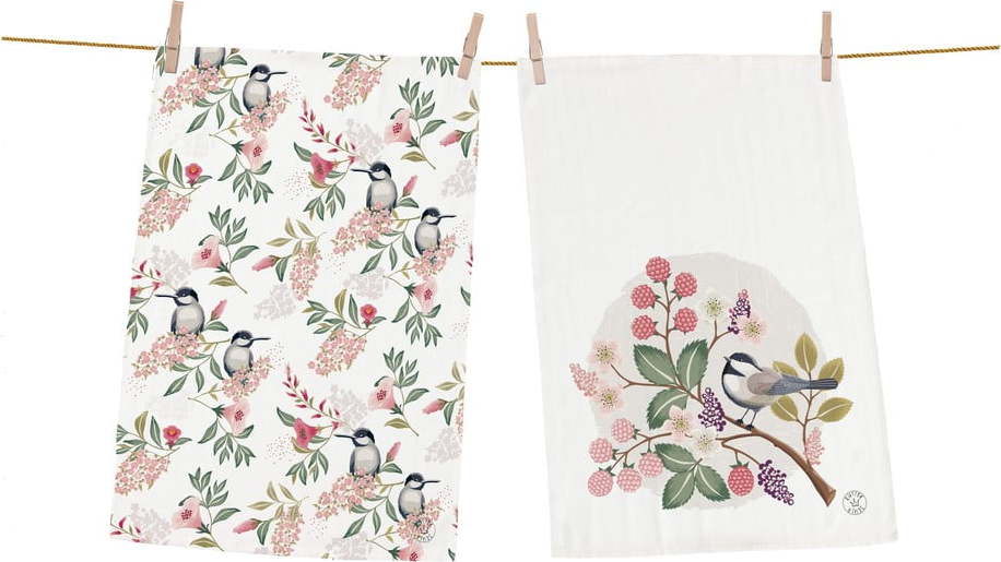 Set 2 kusů utěrek Butter Kings z bavlny Great Tit II.