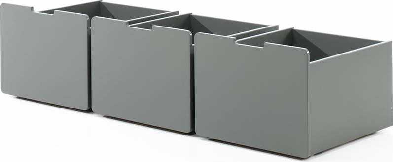 Set 3 šedých úložných zásuvek pod postel Vipack Pino Vipack