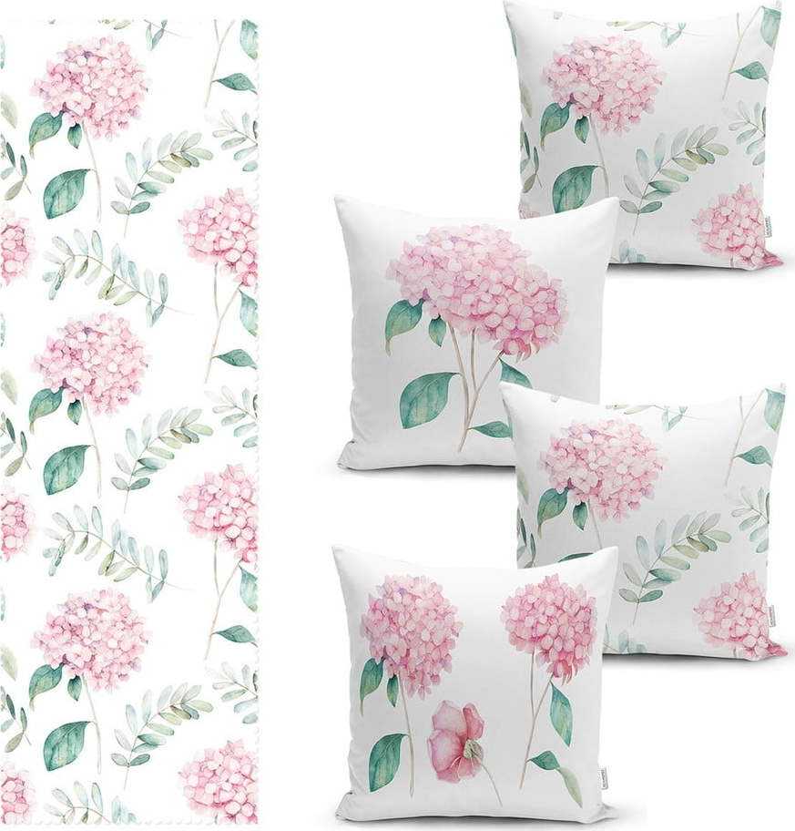 Set 4 povlaků na polštář a běhounu na stůl s příměsí bavlny Minimalist Home World Minimalist Home World