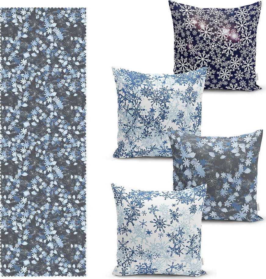 Set 4 povlaků na polštář a běhounu na stůl s příměsí bavlny Minimalist Home World Minimalist Home World