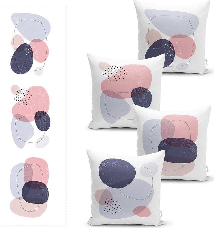 Set 4 povlaků na polštář a běhounu na stůl s příměsí bavlny Minimalist Home World Minimalist Home World