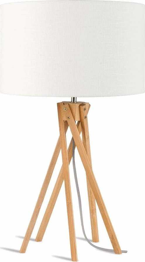 Stolní lampa s bílým stínidlem a konstrukcí z bambusu Good&Mojo Kilimanjaro Good&Mojo