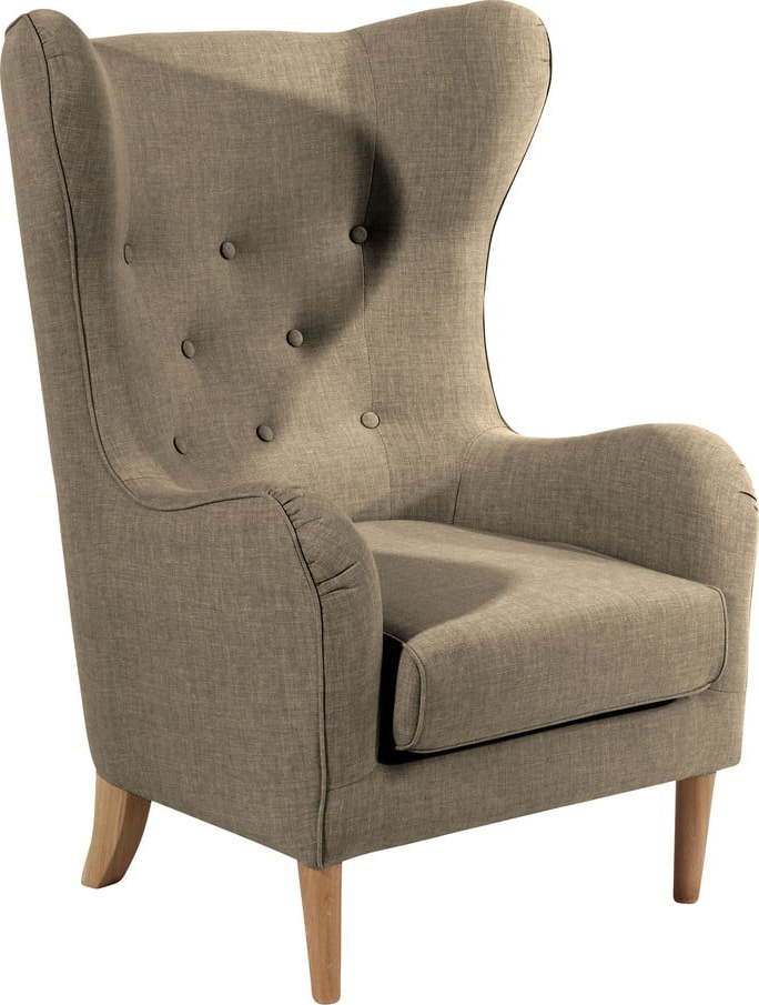 Světle hnědé křeslo ušák Max Winzer Miriam Linen Max Winzer