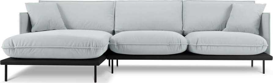 Světle šedá rohová pohovka se sametovým povrchem Interieurs 86 Auguste