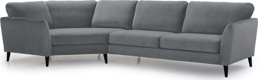 Světle šedá sametová rohová pohovka Scandic Bridge