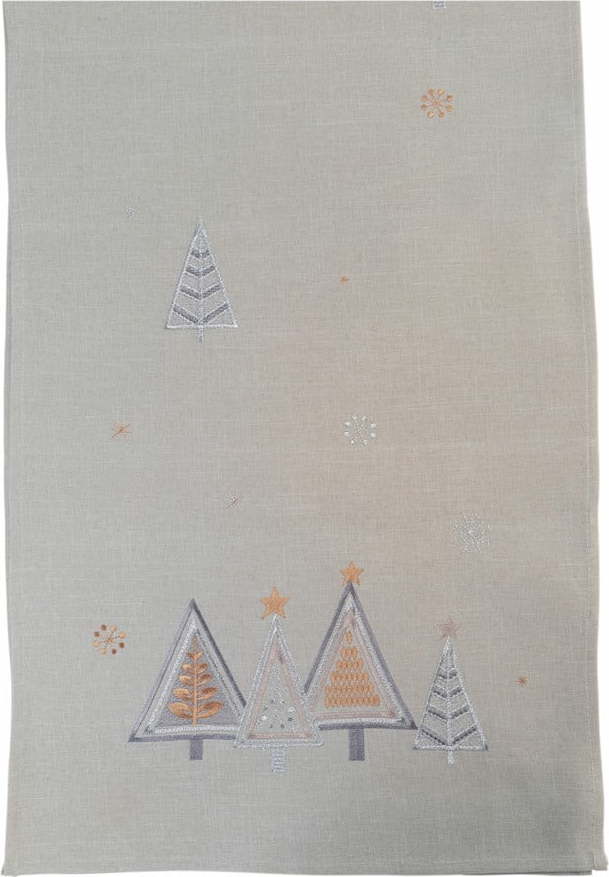 Světle šedý vánoční běhoun na stůl Villa d'Este Xmas Geometric