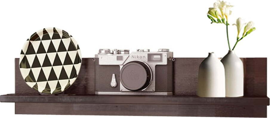 Tmavě hnědá nástěnná polička z masivního borovicového dřeva Støraa Sandy Støraa