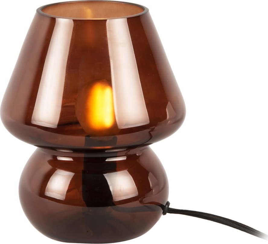 Tmavě hnědá skleněná stolní lampa Leitmotiv Glass