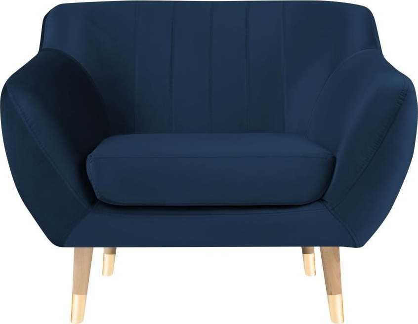 Tmavě modré sametové křeslo Mazzini Sofas Benito Mazzini Sofas