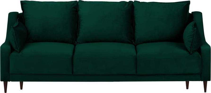 Tmavě zelená sametová rozkládací pohovka s úložným prostorem Mazzini Sofas Freesia