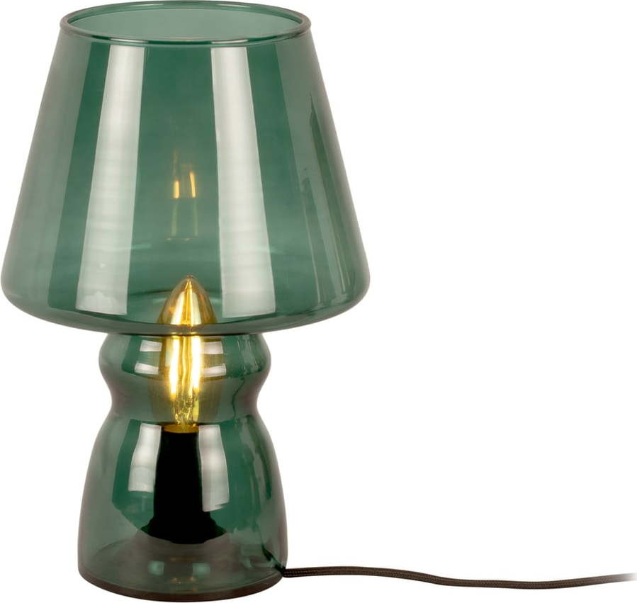 Tmavě zelená skleněná stolní lampa Leitmotiv Glass