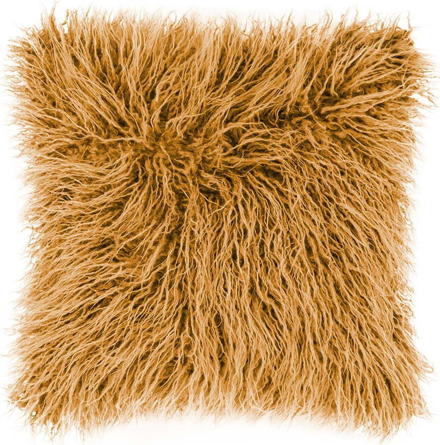 Tmavě žlutý chlupatý polštář Tiseco Home Studio Mohair