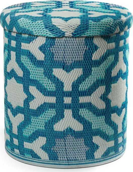 Tyrkysový venkovní puf s úložným prostorem Fab Hab Seville Multicolor Blue Fab Hab