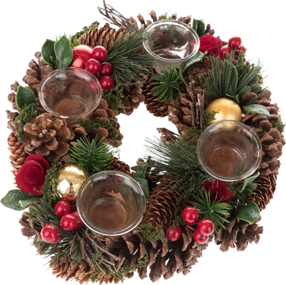 Vánoční adventní věnec v červeno-zlaté barvě Dakls