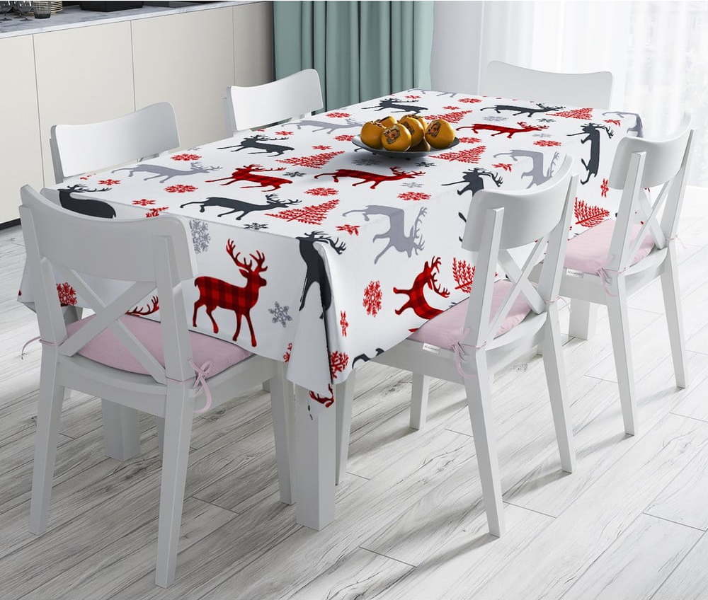 Vánoční ubrus s příměsí bavlny Minimalist Cushion Covers Santas Reindeer