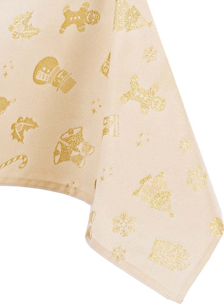 Vánoční ubrus v béžovo-zlaté barvě AmeliaHome Christmas Story