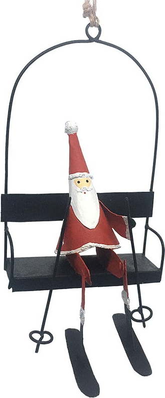 Vánoční závěsná dekorace G-Bork Santa In Ski Lift G-Bork
