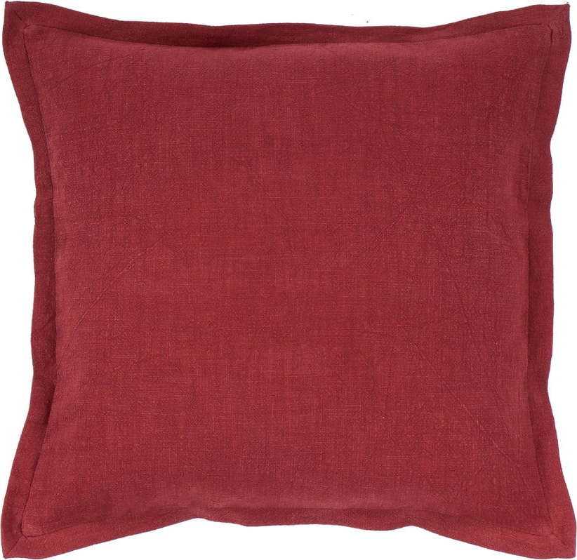 Vínově červený polštář s příměsí lnu Tiseco Home Studio