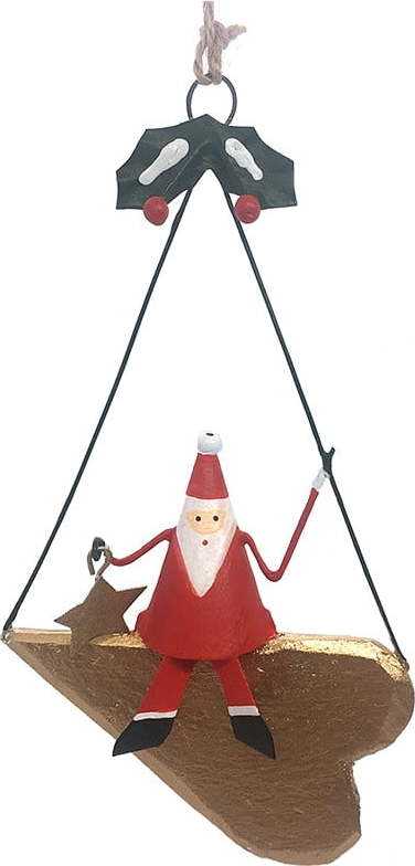 Závěsná vánoční dekorace Santa on Wooden Heart - G-Bork G-Bork