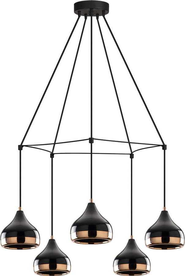 Závěsné svítidlo v černo-měděné barvě pro 5 žárovek Opviq lights Yildo Web Opviq lights