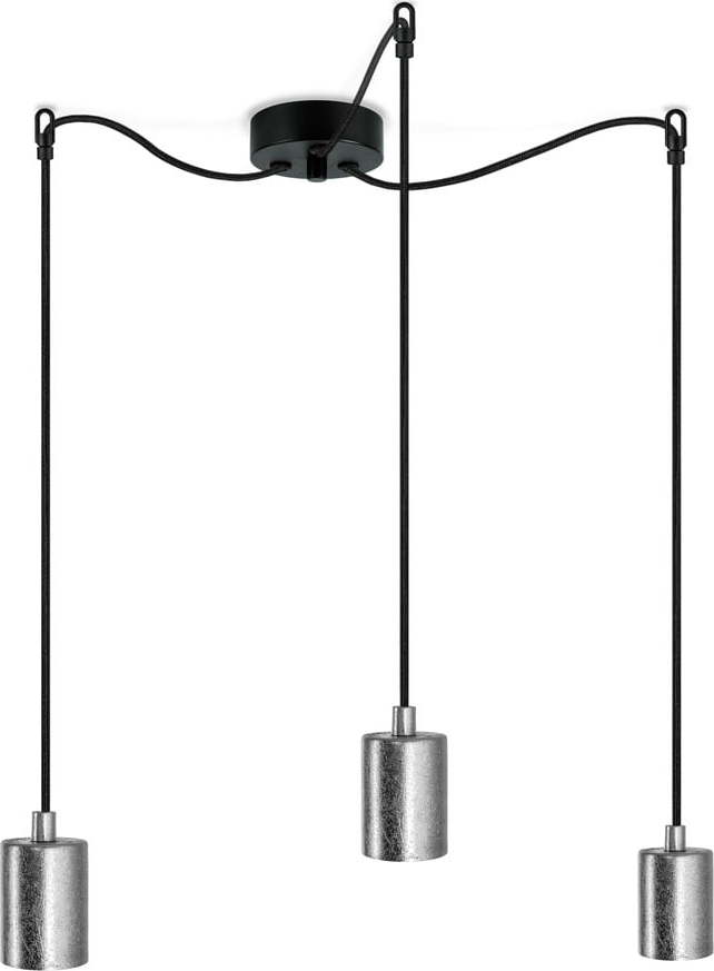 Závěsné tříramenné závěsné svítidlo s detaily ve stříbrné barvě Bulb Attack Cero Bulb Attack
