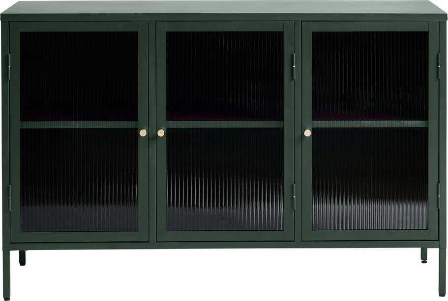 Zelená kovová vitrína Unique Furniture Bronco