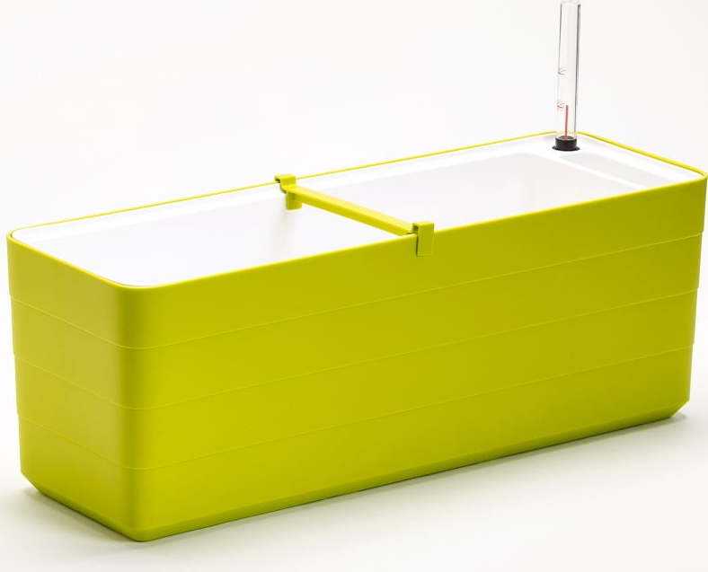 Zelené-bílý samozavlažovací truhlík Plastia Berberis