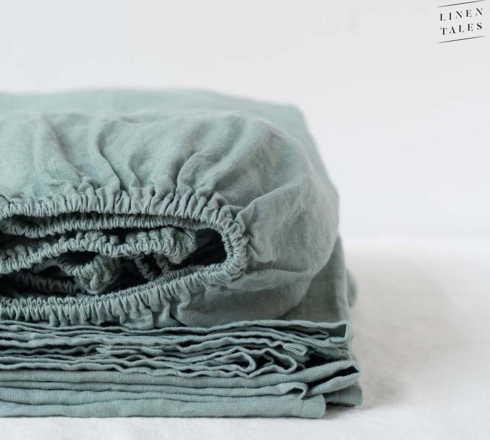 Zelené lněné prostěradlo 200x160 cm - Linen Tales Linen Tales