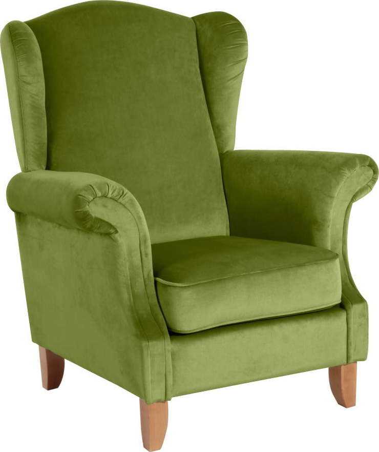 Zelené sametové křeslo ušák Max Winzer Verita Velvet Max Winzer