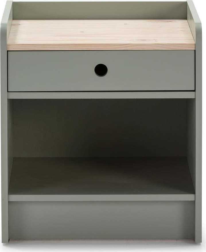 Zelený noční stolek s deskou z borovicového dřeva Marckeric Monte Marckeric