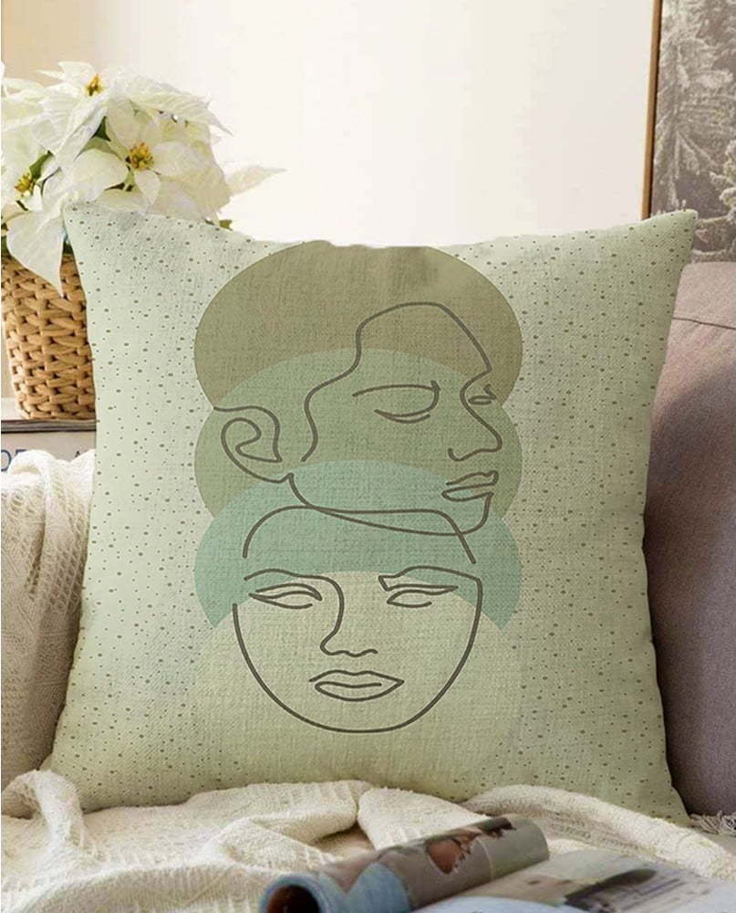 Zelený povlak na polštář s příměsí bavlny Minimalist Cushion Covers Chenille