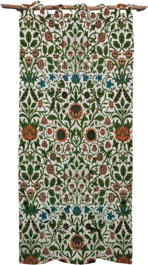 Zelený závěs s příměsí lnu Tierra Bella Williams Garden