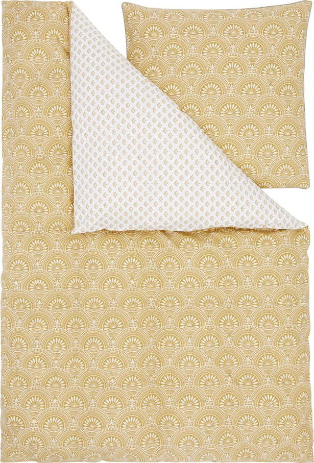 Žluto-bílé povlečení z bio bavlny 200x135 cm Tiara - Westwing Collection Westwing Collection