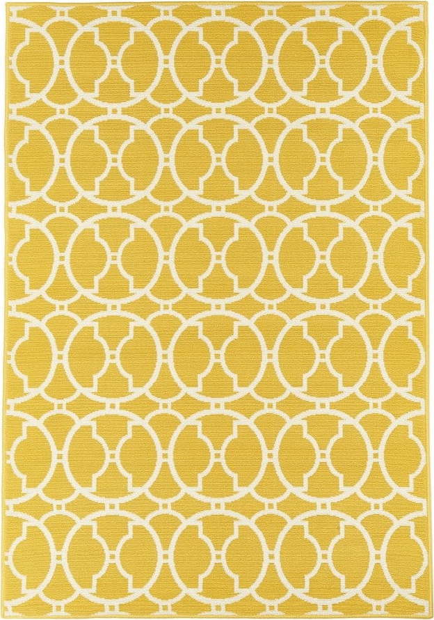Žlutý venkovní koberec Floorita Interlaced