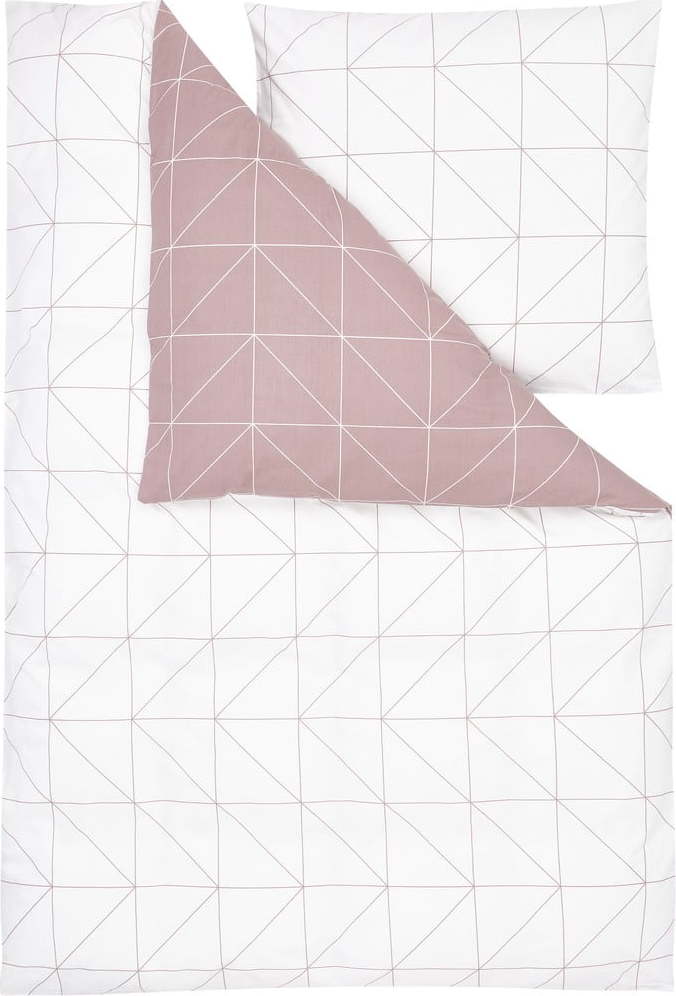 Bílo-růžové bavlněné povlečení na jednolůžko by46