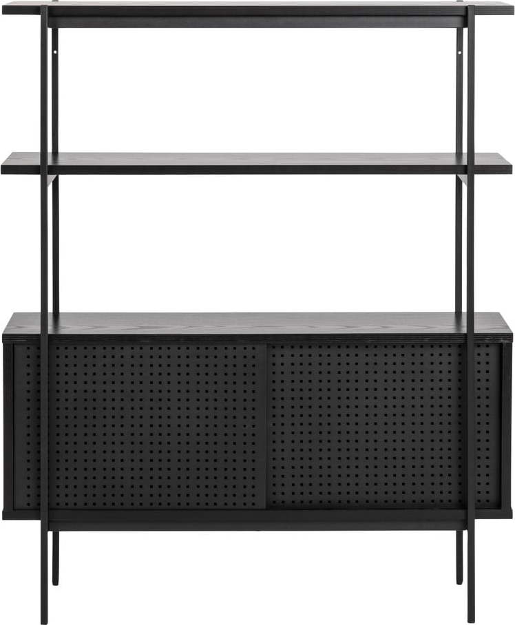 Černá knihovna s posuvnými dvířky Actona Angus Actona