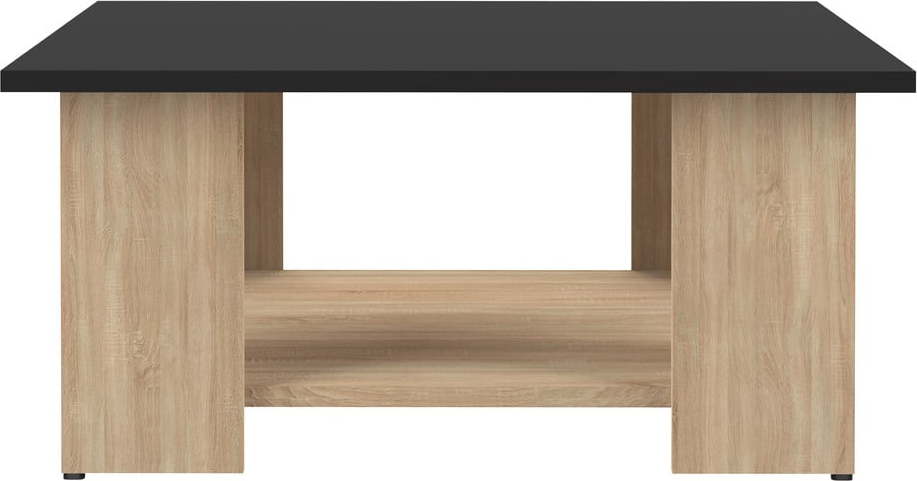 Konferenční stolek v dekoru dubu s černou deskou 67x67 cm Square - TemaHome France TemaHome France