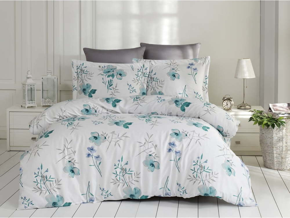 Povlečení na jednolůžko z bavlněného saténu Primacasa by Türkiz Blomster Lagoon