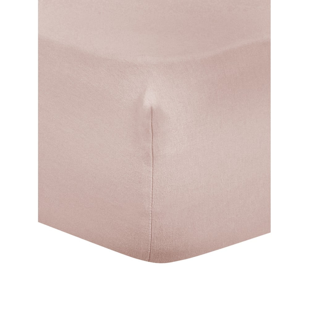 Růžové flanelové prostěradlo Westwing Collection