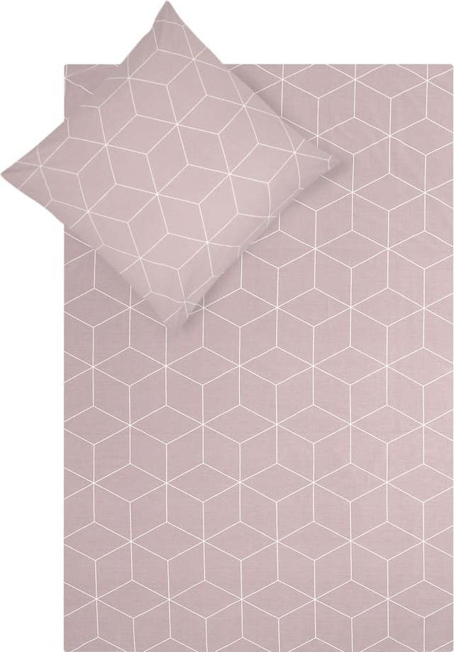 Růžové povlečení na jednolůžko z ranforce bavlny by46