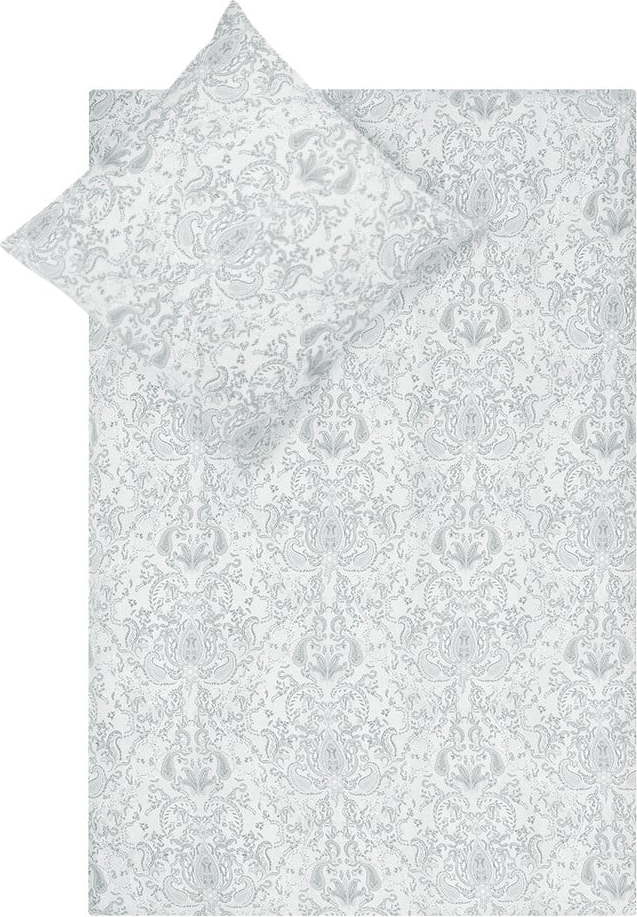 Šedo-bílé povlečení na jednolůžko z bavlněného saténu Maison Majolie Grantham