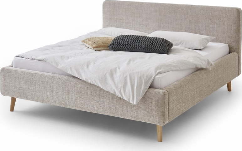 Béžová čalouněná dvoulůžková postel s úložným prostorem s roštem 180x200 cm Mattis - Meise Möbel Meise Möbel