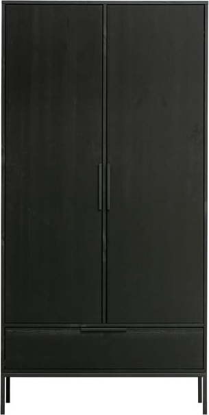 Černá šatní skříň z borovicového dřeva 100x200 cm Adam - WOOOD WOOOD
